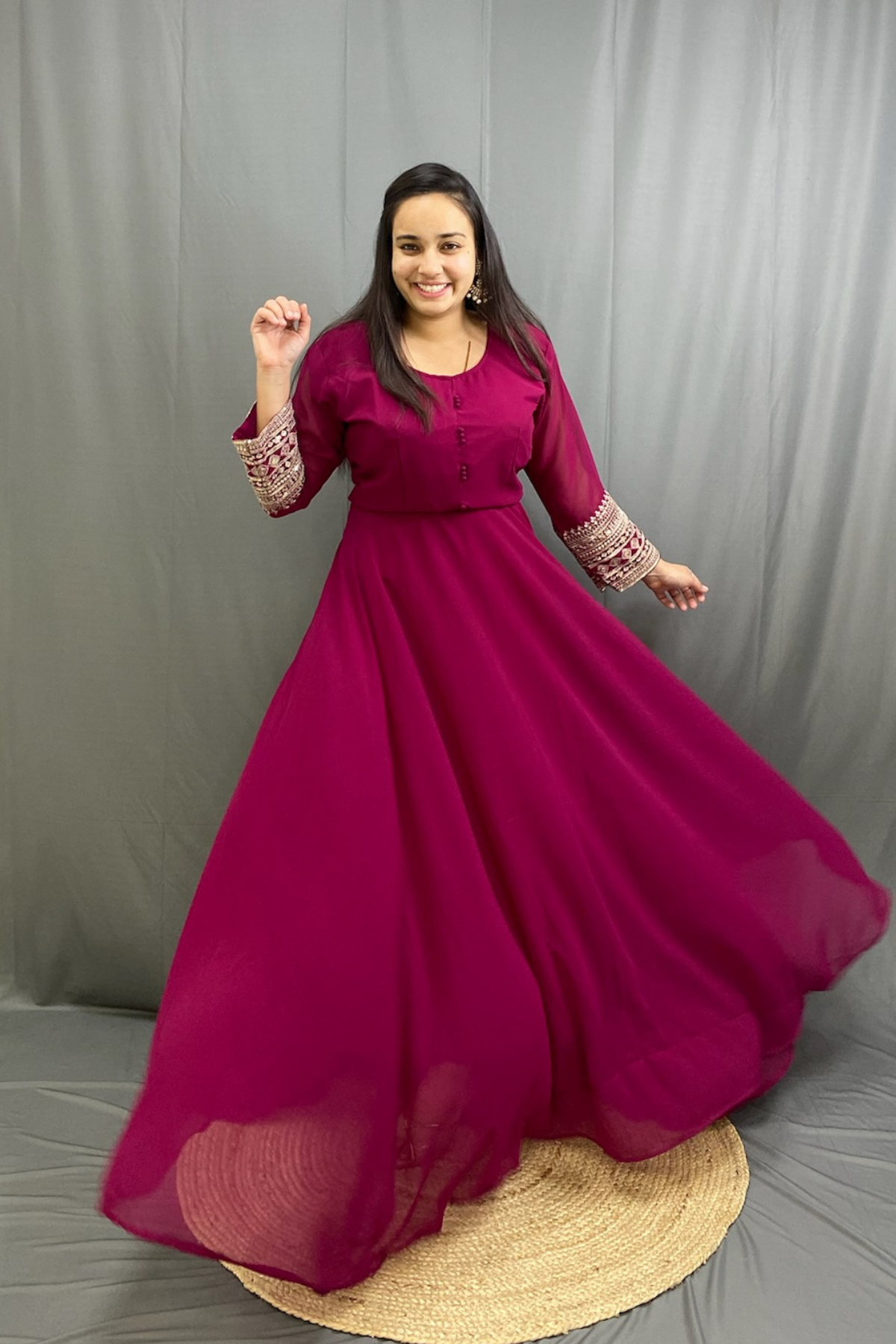 Exquisite Marzanda Wine Gown with Heavy Dupatta