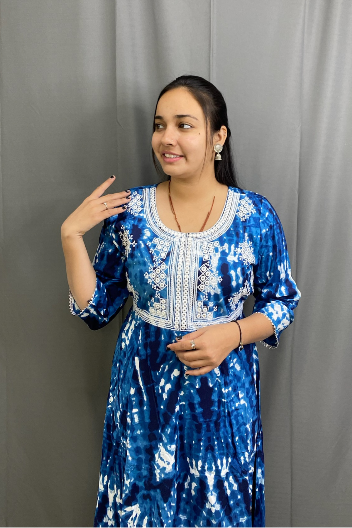 Cotton Tie-Dye Ghera Kurti with Dupatta